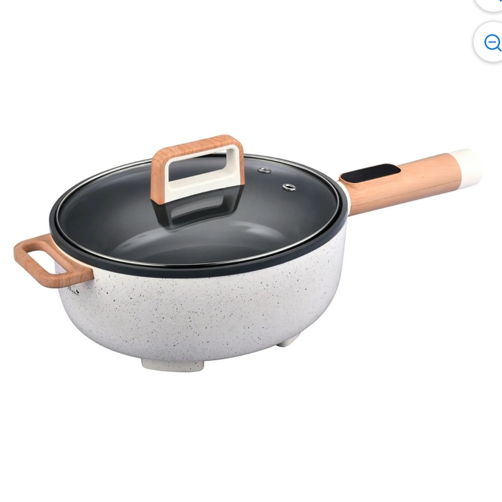 Pioneer Woman White Speckled Ceramic-Coated Electric Skillet with Glass Lid